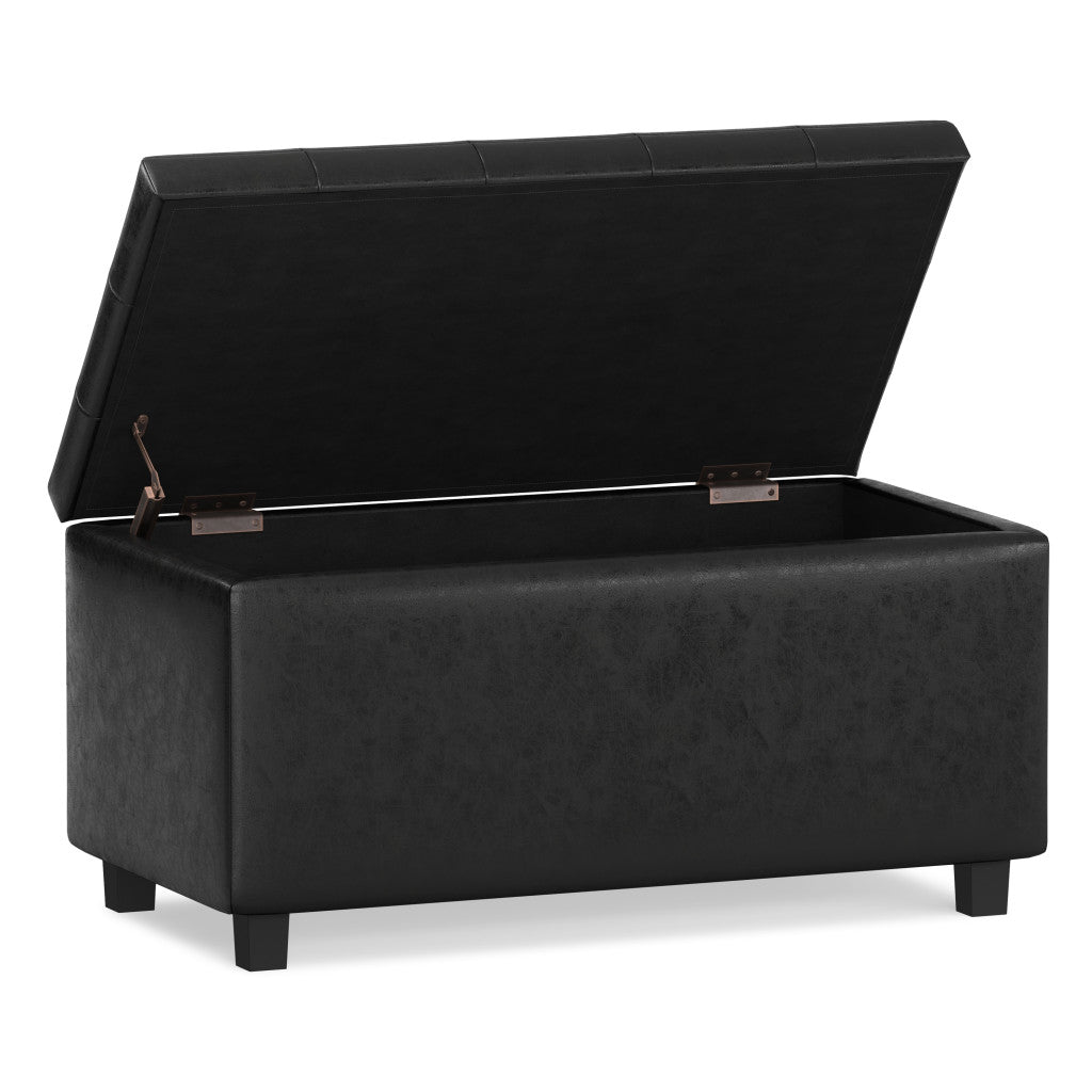 34" Dark Brown and Black Upholstery Storage Ottoman-2