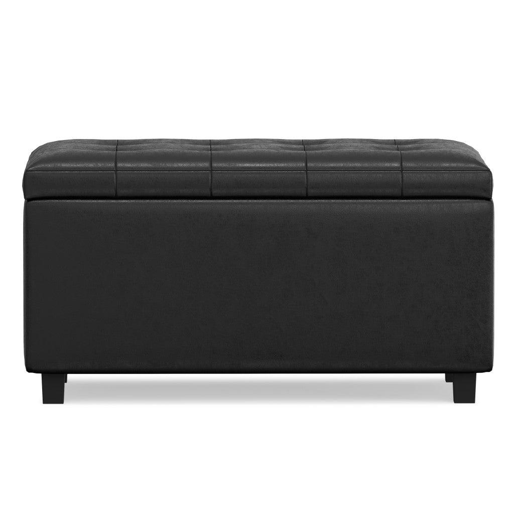 34" Dark Brown and Black Upholstery Storage Ottoman-3