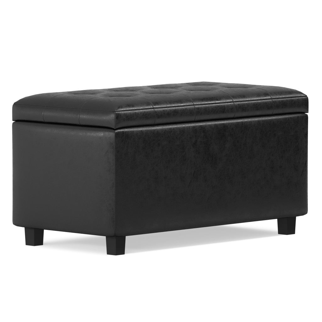 34" Dark Brown and Black Upholstery Storage Ottoman-4