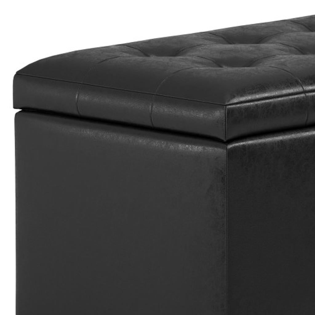 34" Dark Brown and Black Upholstery Storage Ottoman-5