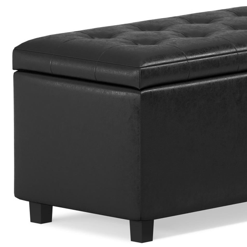 34" Dark Brown and Black Upholstery Storage Ottoman-6