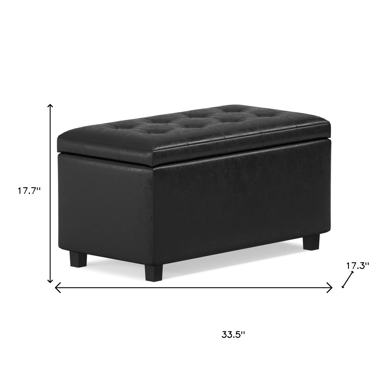 34" Dark Brown and Black Upholstery Storage Ottoman-8
