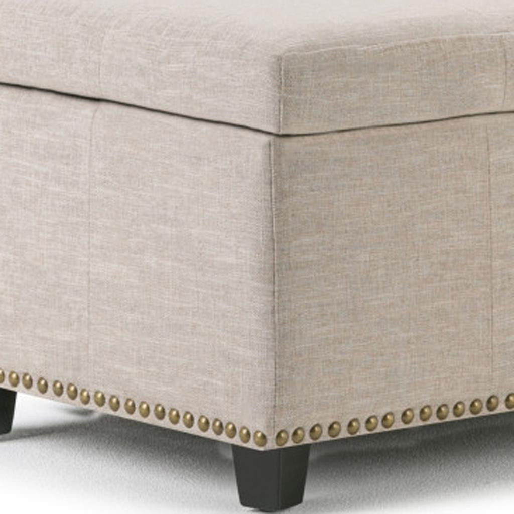 48" Dark Brown and Cafe Noir Upholstery Storage Ottoman-6