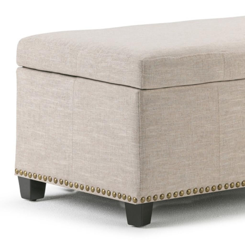 48" Dark Brown and Cafe Noir Upholstery Storage Ottoman-7