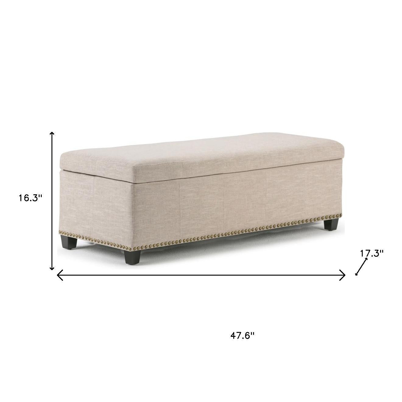 48" Dark Brown and Cafe Noir Upholstery Storage Ottoman-8