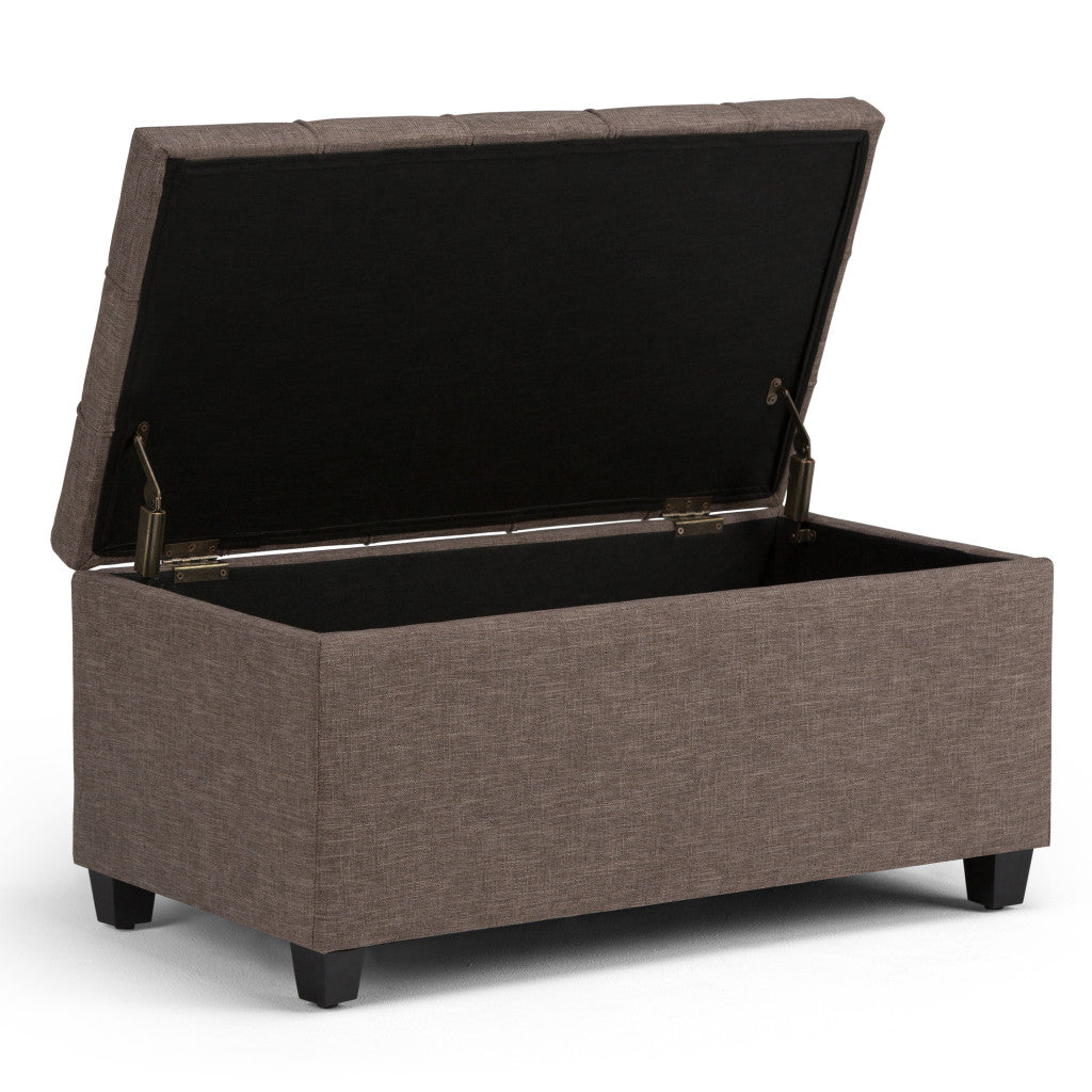 33" Espresso and Fawn Upholstery Storage Ottoman-2