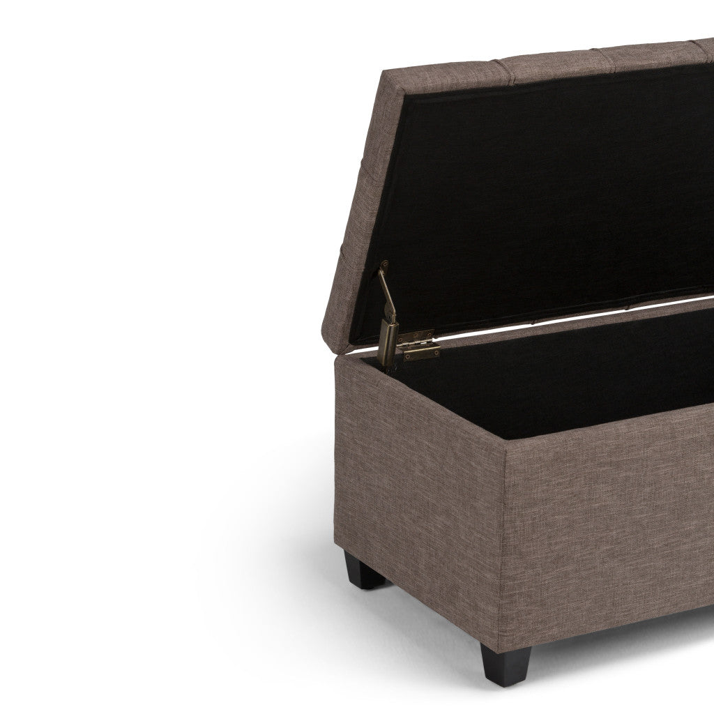 33" Espresso and Fawn Upholstery Storage Ottoman-5