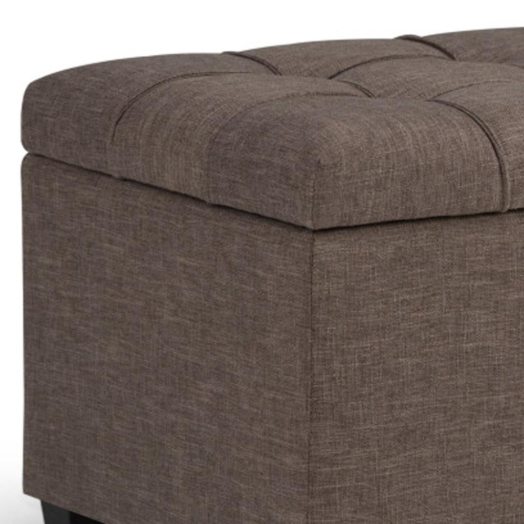 33" Espresso and Fawn Upholstery Storage Ottoman-6