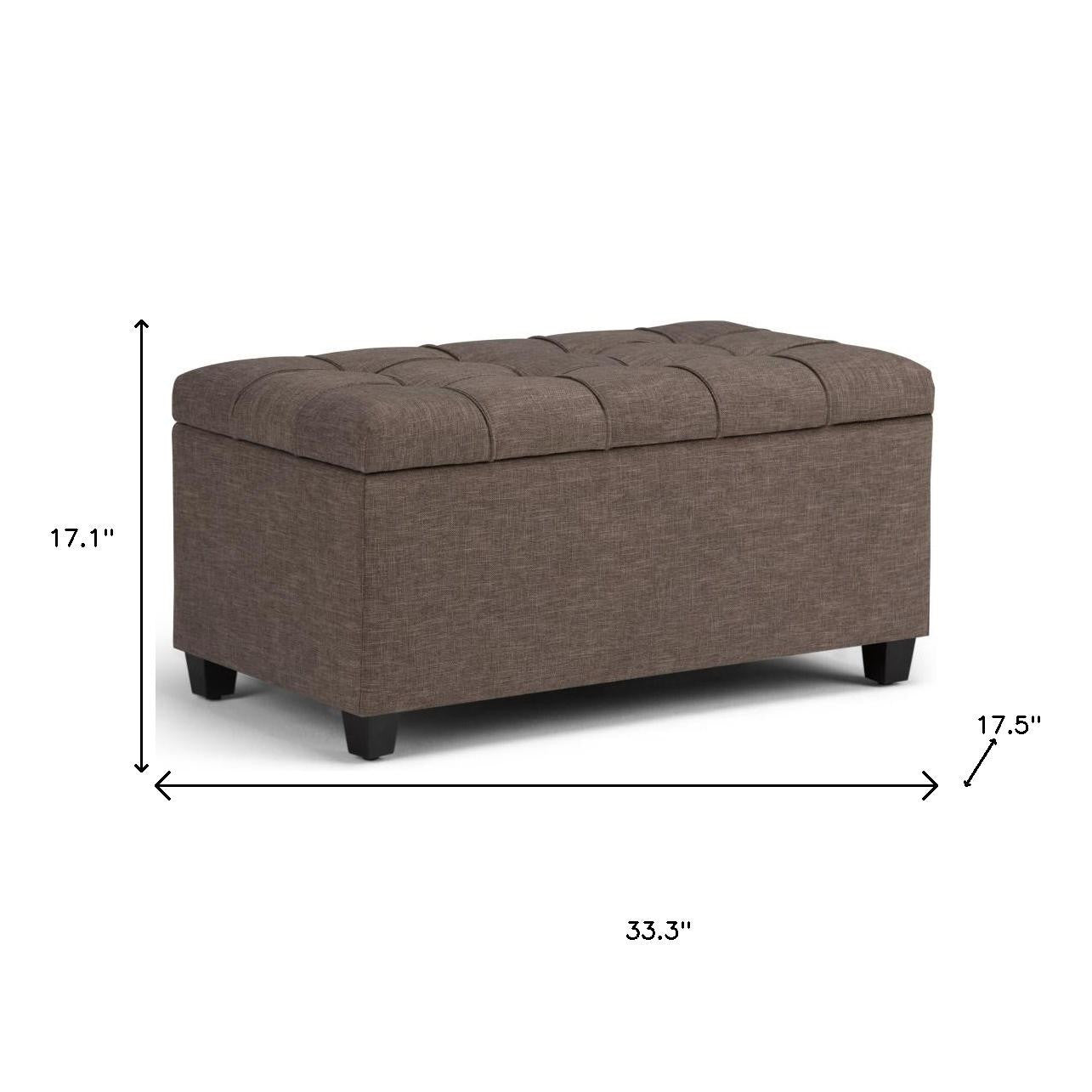 33" Espresso and Fawn Upholstery Storage Ottoman-8