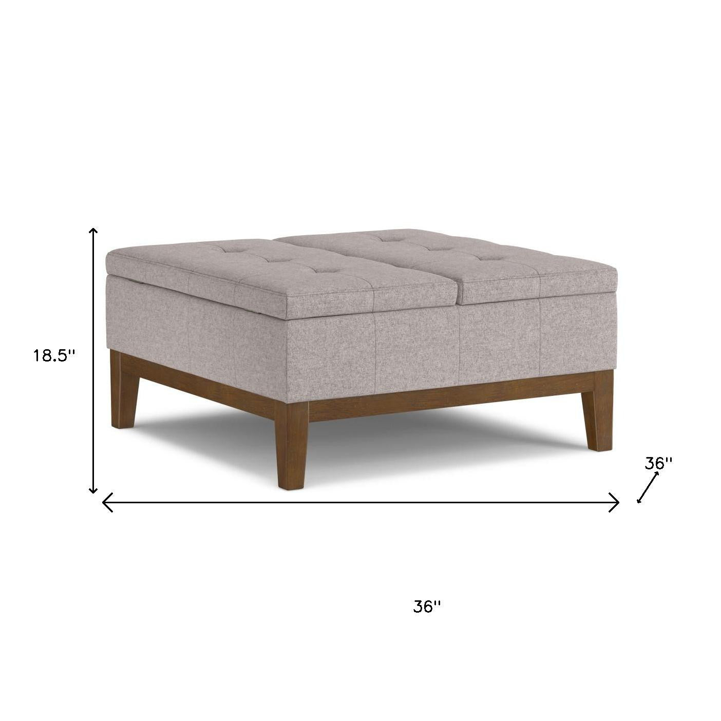 36" Walnut and Cloud Upholstery Storage Ottoman-8
