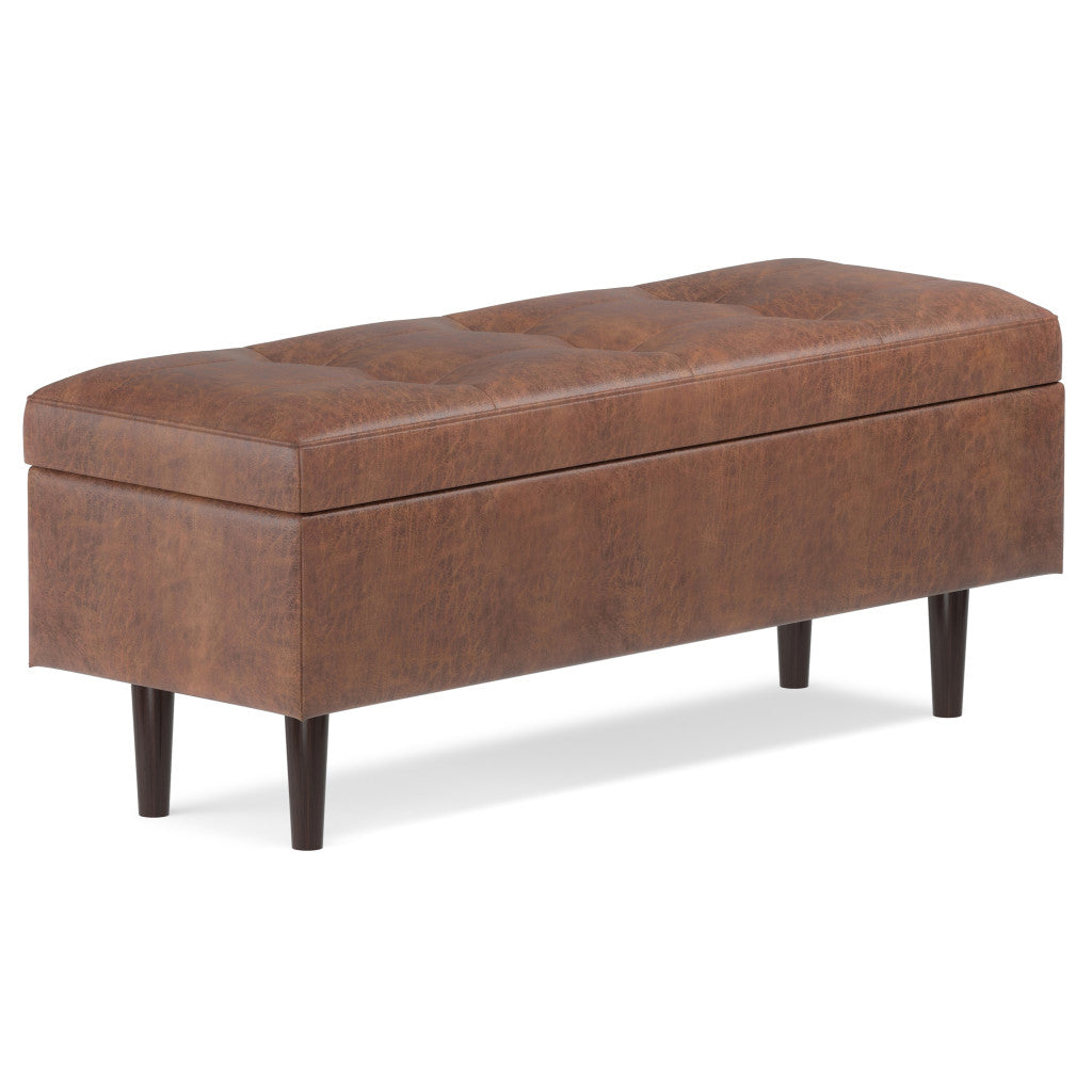 48" Brown Upholstery Storage Ottoman-0
