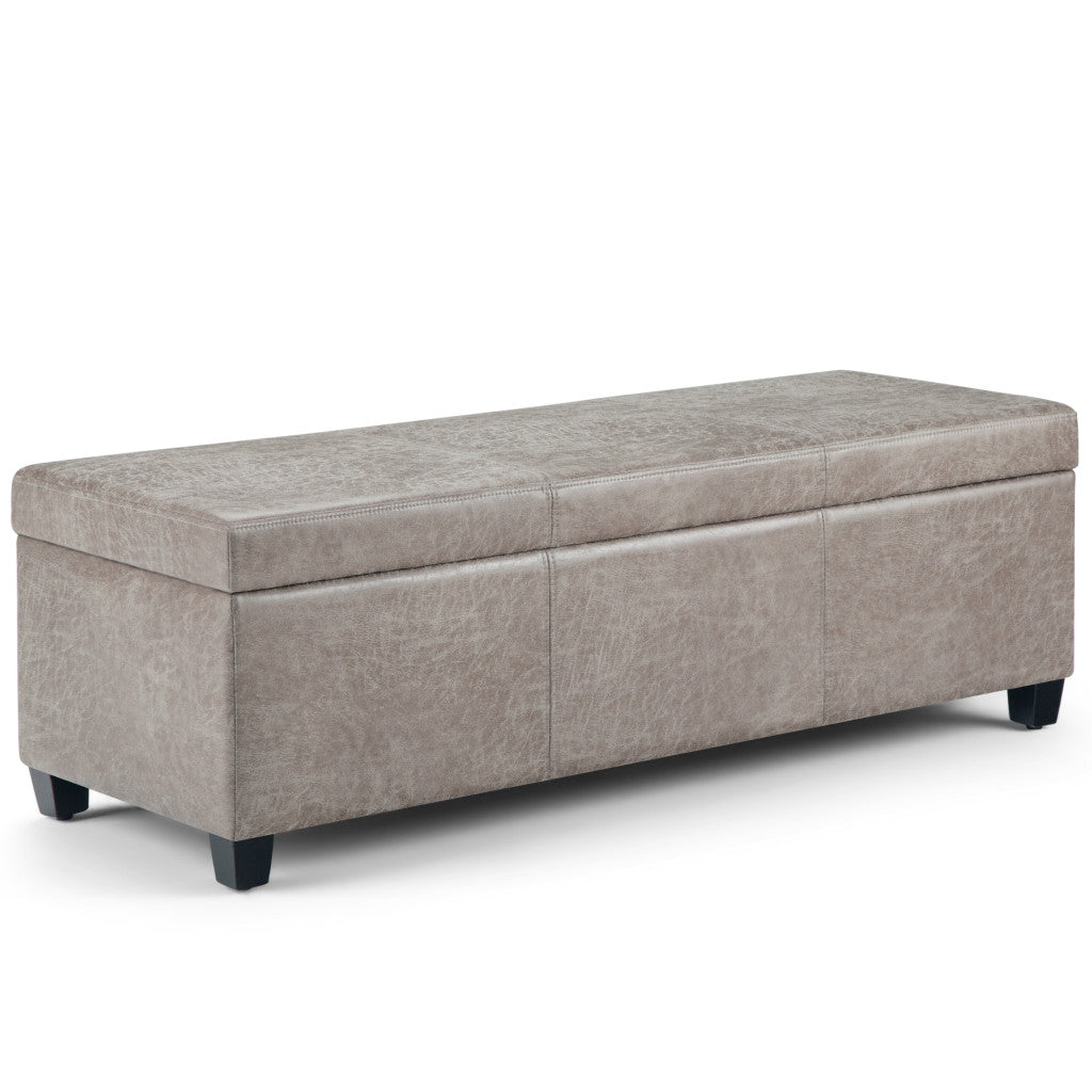 48" Dark Brown and Gray Upholstery Storage Ottoman-0