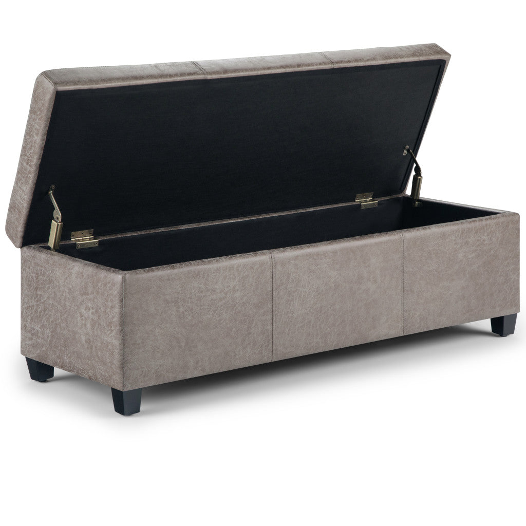 48" Dark Brown and Gray Upholstery Storage Ottoman-2