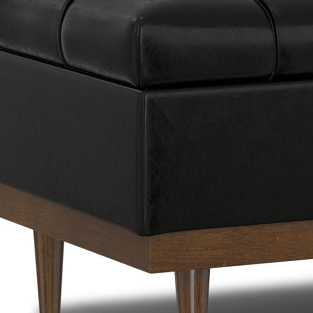 34" Walnut and Black Upholstery Storage Ottoman-4