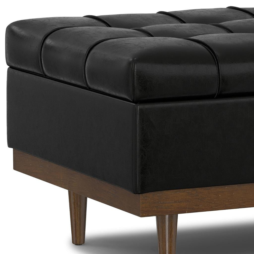 34" Walnut and Black Upholstery Storage Ottoman-5