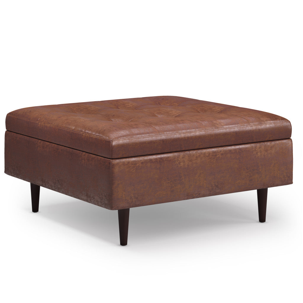 38" Brown Upholstery Storage Ottoman-0