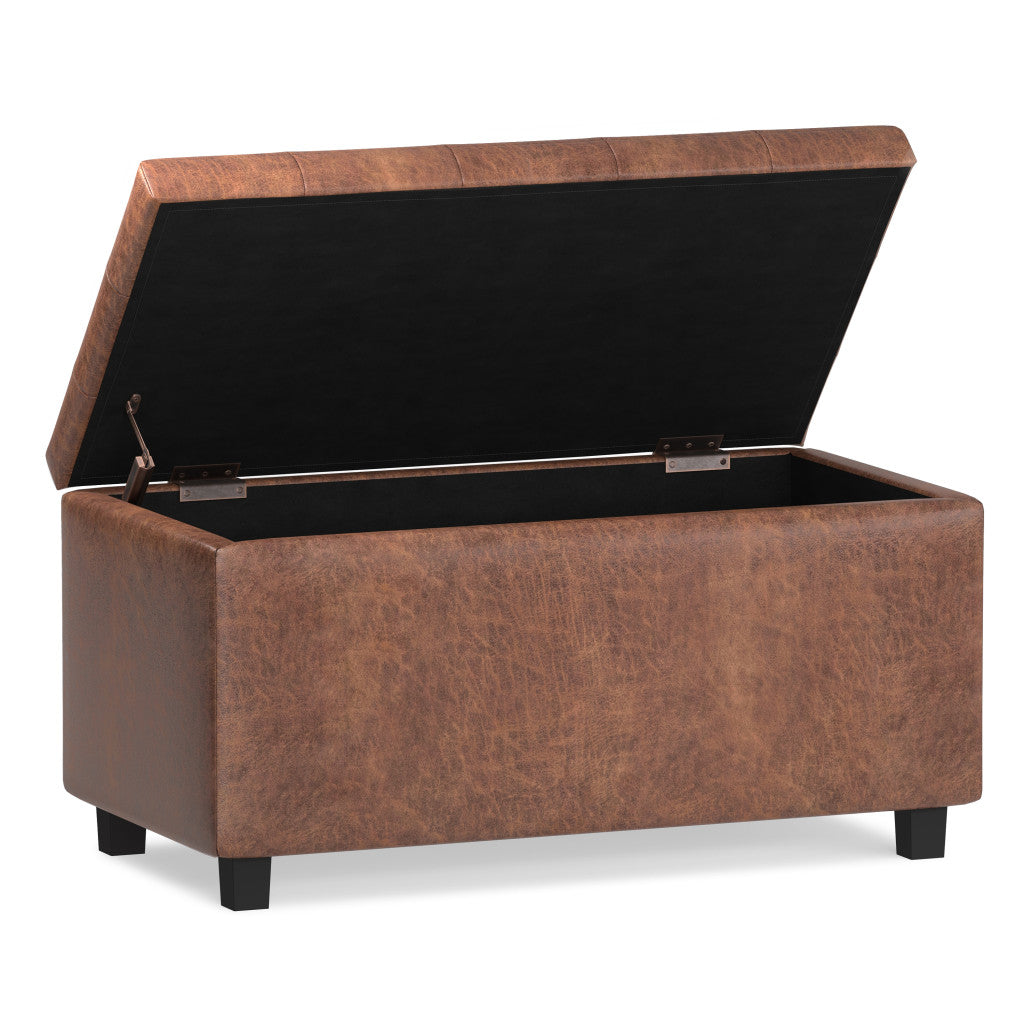 34" Dark Brown and Brown Upholstery Storage Ottoman-2