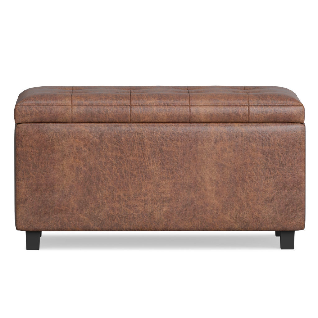 34" Dark Brown and Brown Upholstery Storage Ottoman-3