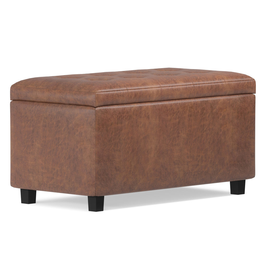 34" Dark Brown and Brown Upholstery Storage Ottoman-4