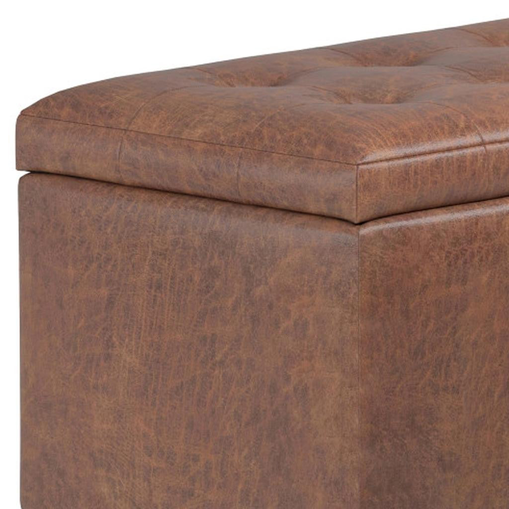 34" Dark Brown and Brown Upholstery Storage Ottoman-5