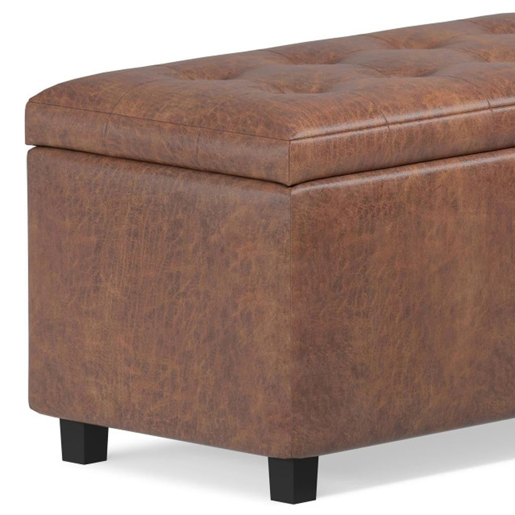 34" Dark Brown and Brown Upholstery Storage Ottoman-6