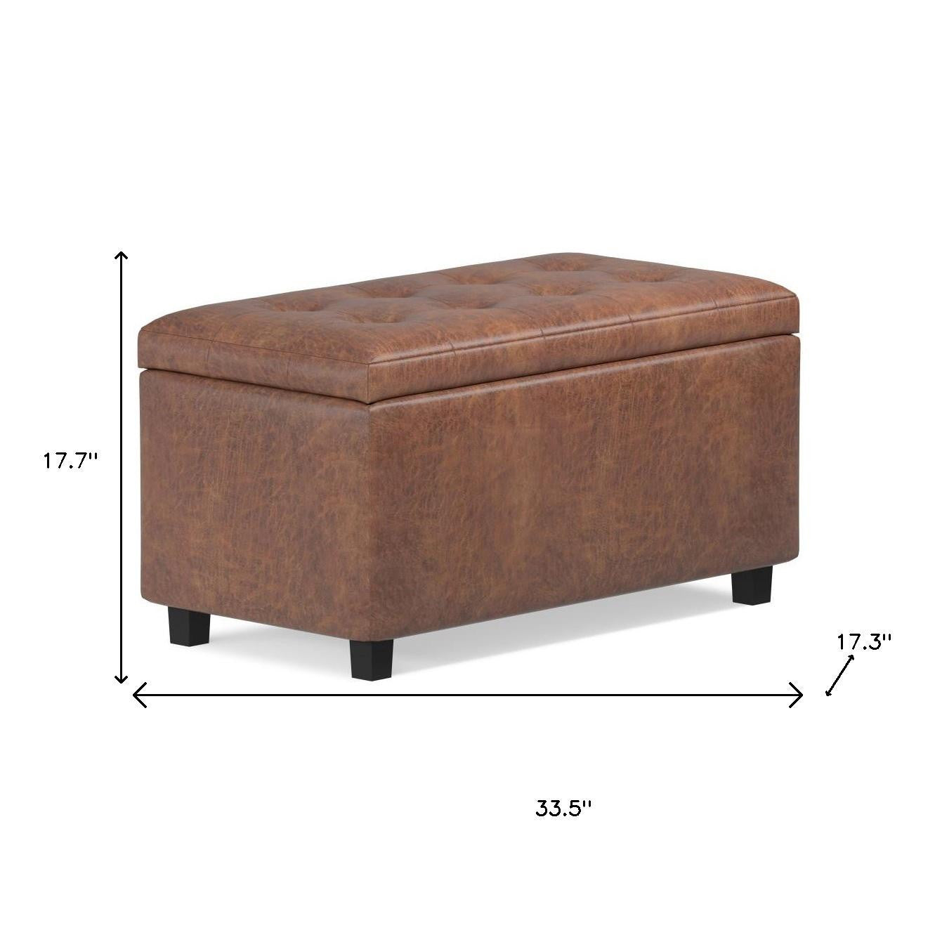 34" Dark Brown and Brown Upholstery Storage Ottoman-8