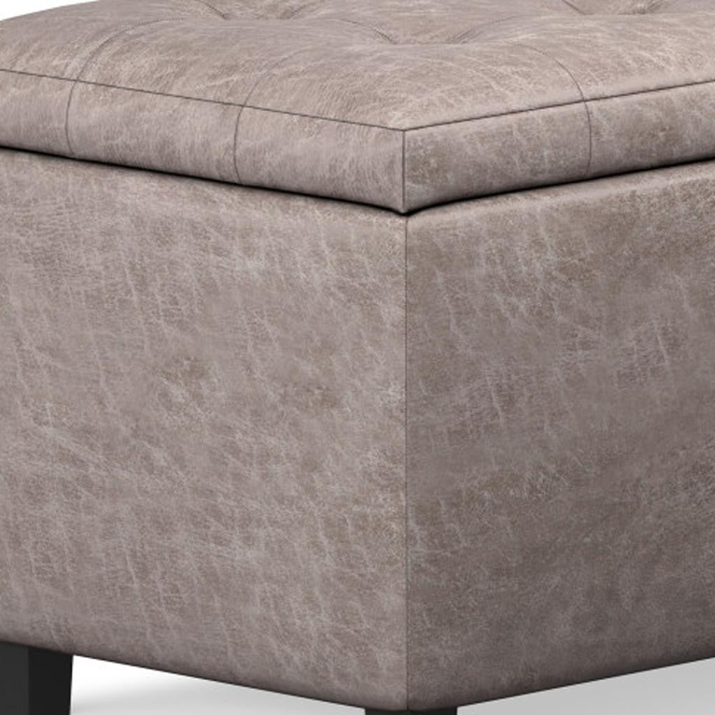 34" Dark Brown and Gray Upholstery Storage Ottoman-5