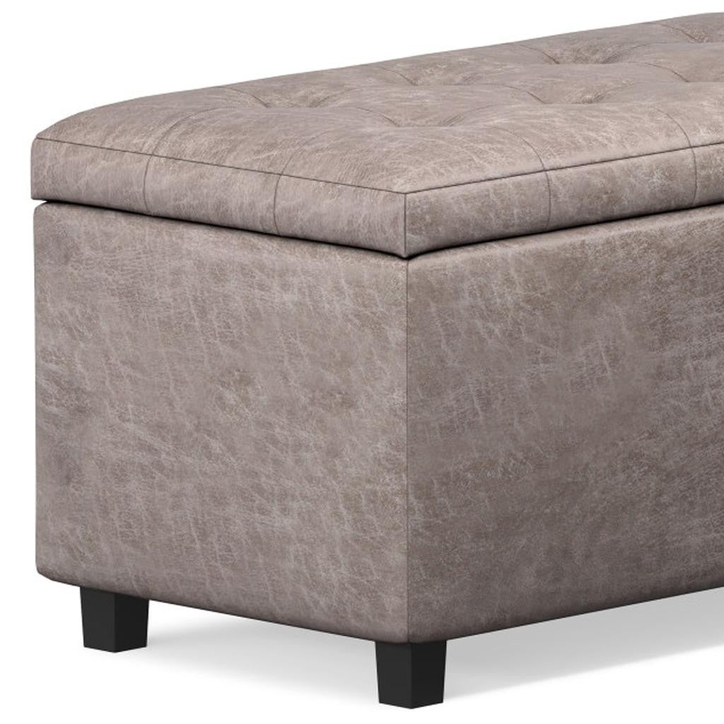 34" Dark Brown and Gray Upholstery Storage Ottoman-6