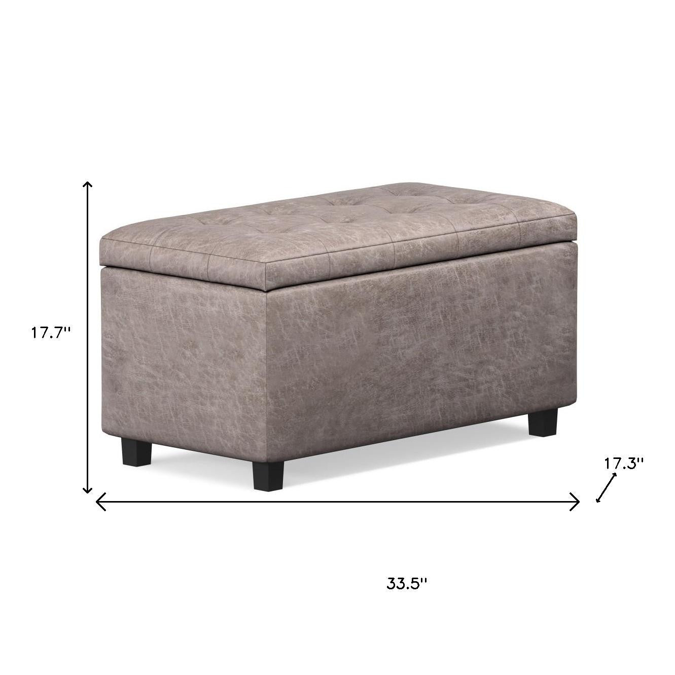 34" Dark Brown and Gray Upholstery Storage Ottoman-8