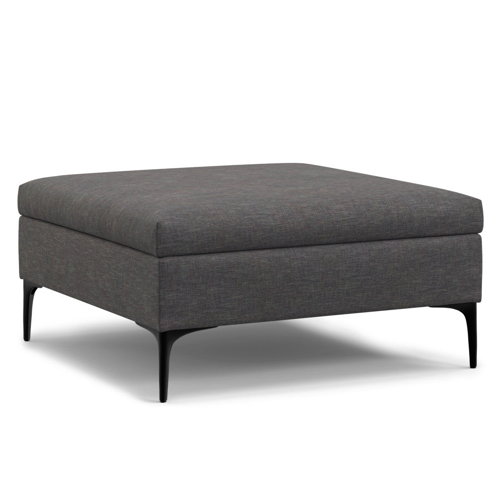 36" Black and Slate Gray Upholstery Storage Ottoman-0