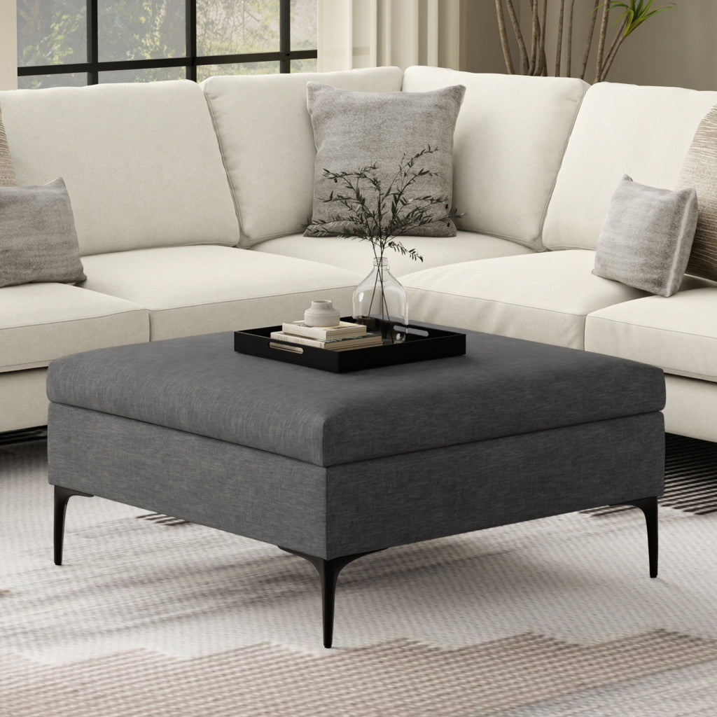 36" Black and Slate Gray Upholstery Storage Ottoman-6