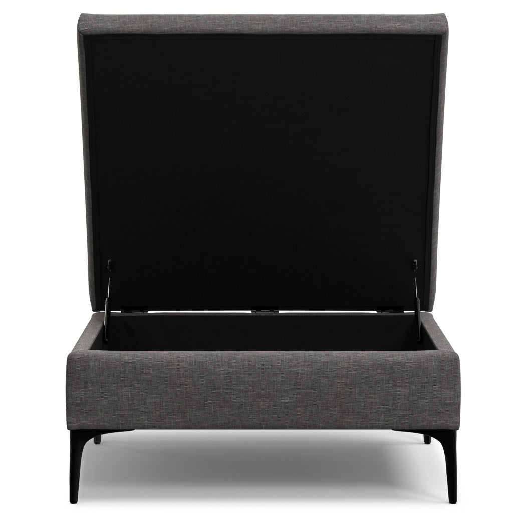 36" Black and Slate Gray Upholstery Storage Ottoman-3