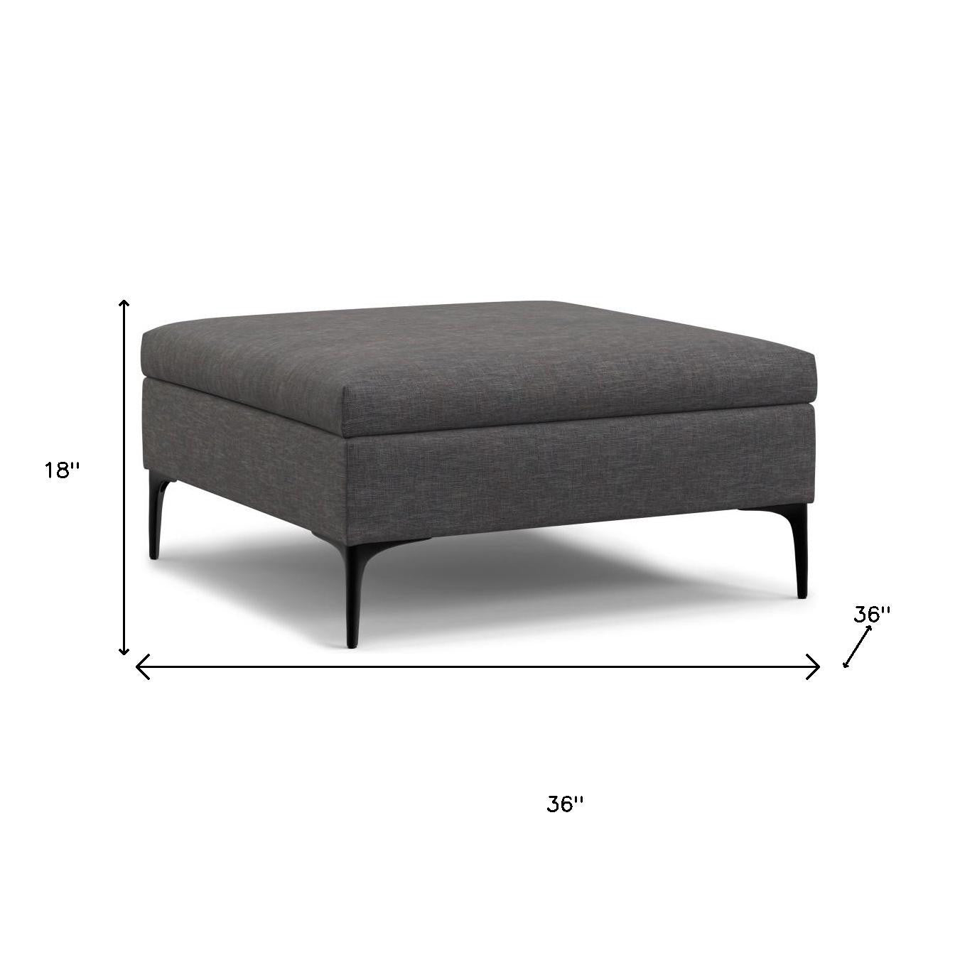 36" Black and Slate Gray Upholstery Storage Ottoman-7