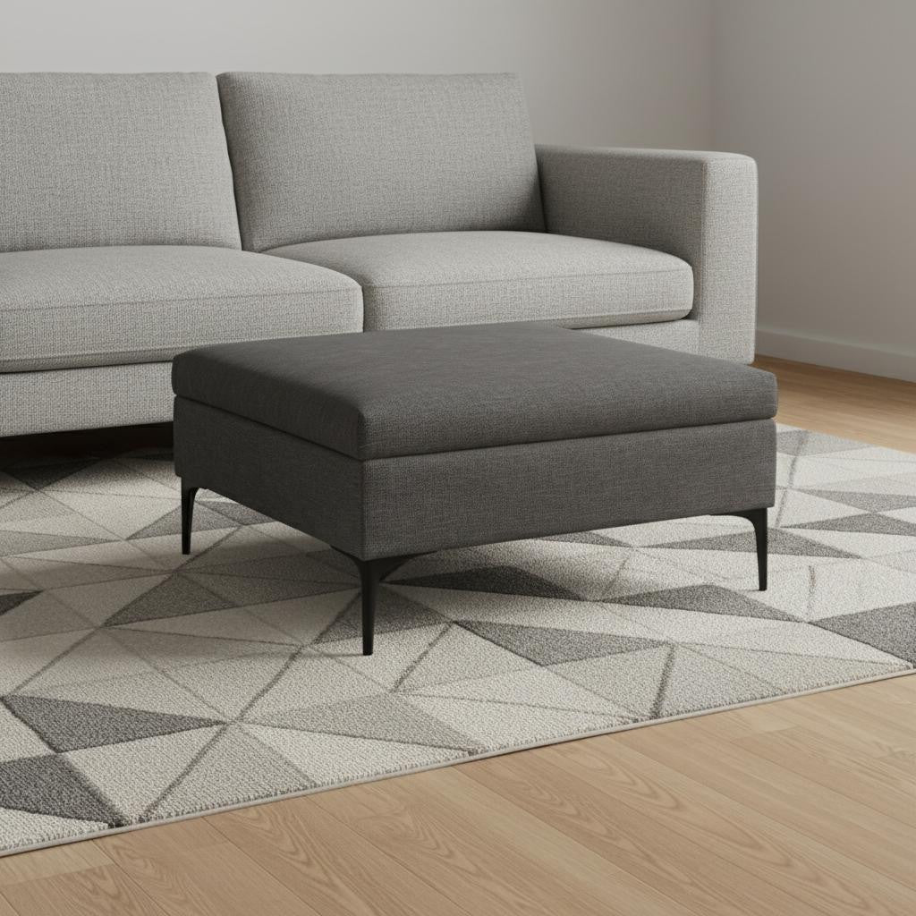 36" Black and Slate Gray Upholstery Storage Ottoman-1