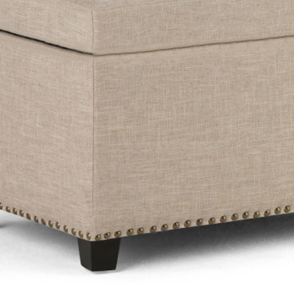 48" Dark Brown and Natural Upholstery Storage Ottoman-5