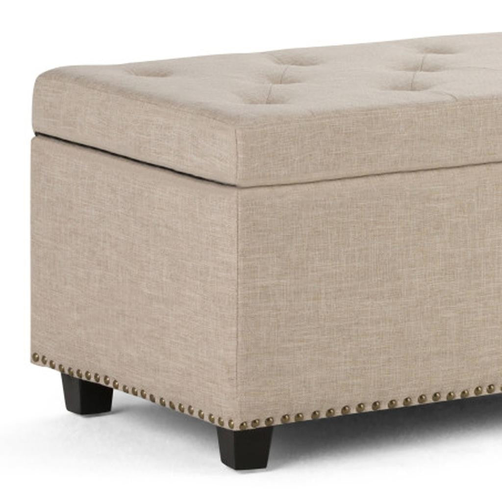 48" Dark Brown and Natural Upholstery Storage Ottoman-6