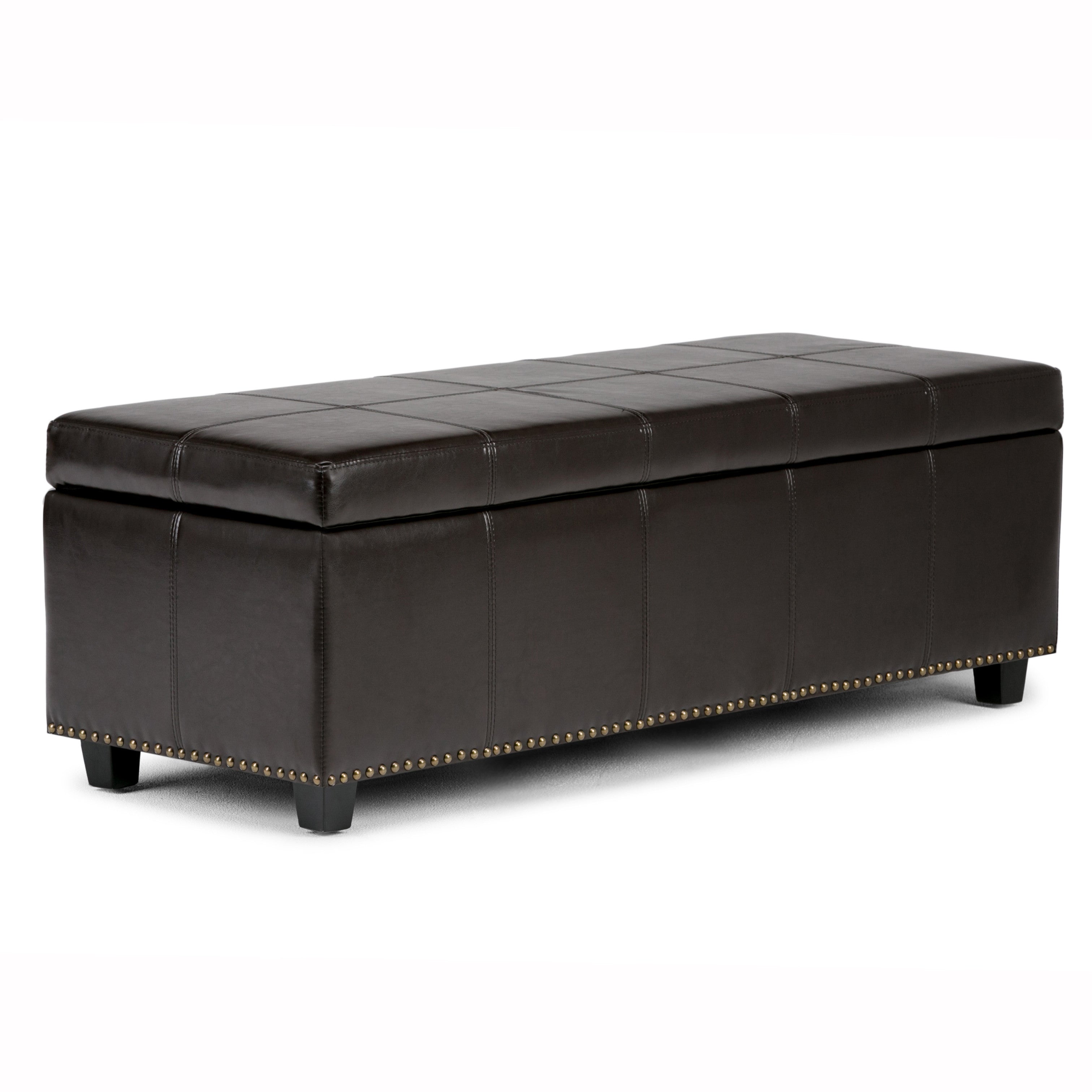 48" Dark Brown and Coffee Upholstery Storage Ottoman-0