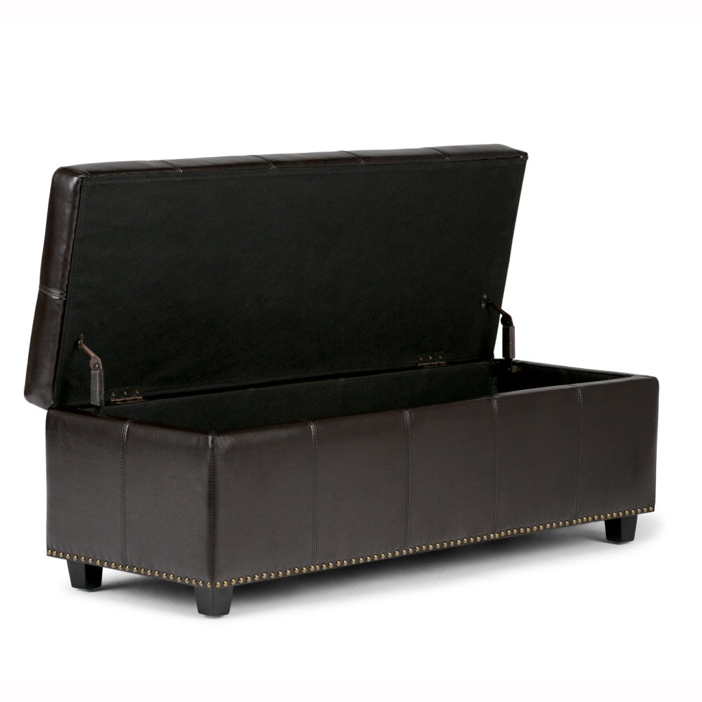 48" Dark Brown and Coffee Upholstery Storage Ottoman-2