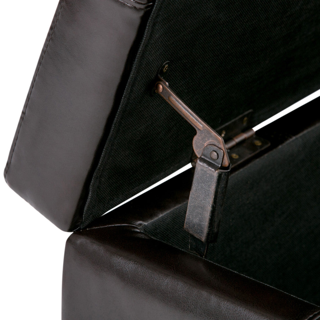 48" Dark Brown and Coffee Upholstery Storage Ottoman-5