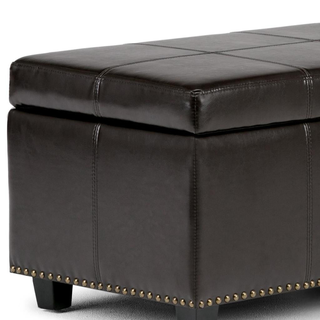 48" Dark Brown and Coffee Upholstery Storage Ottoman-7