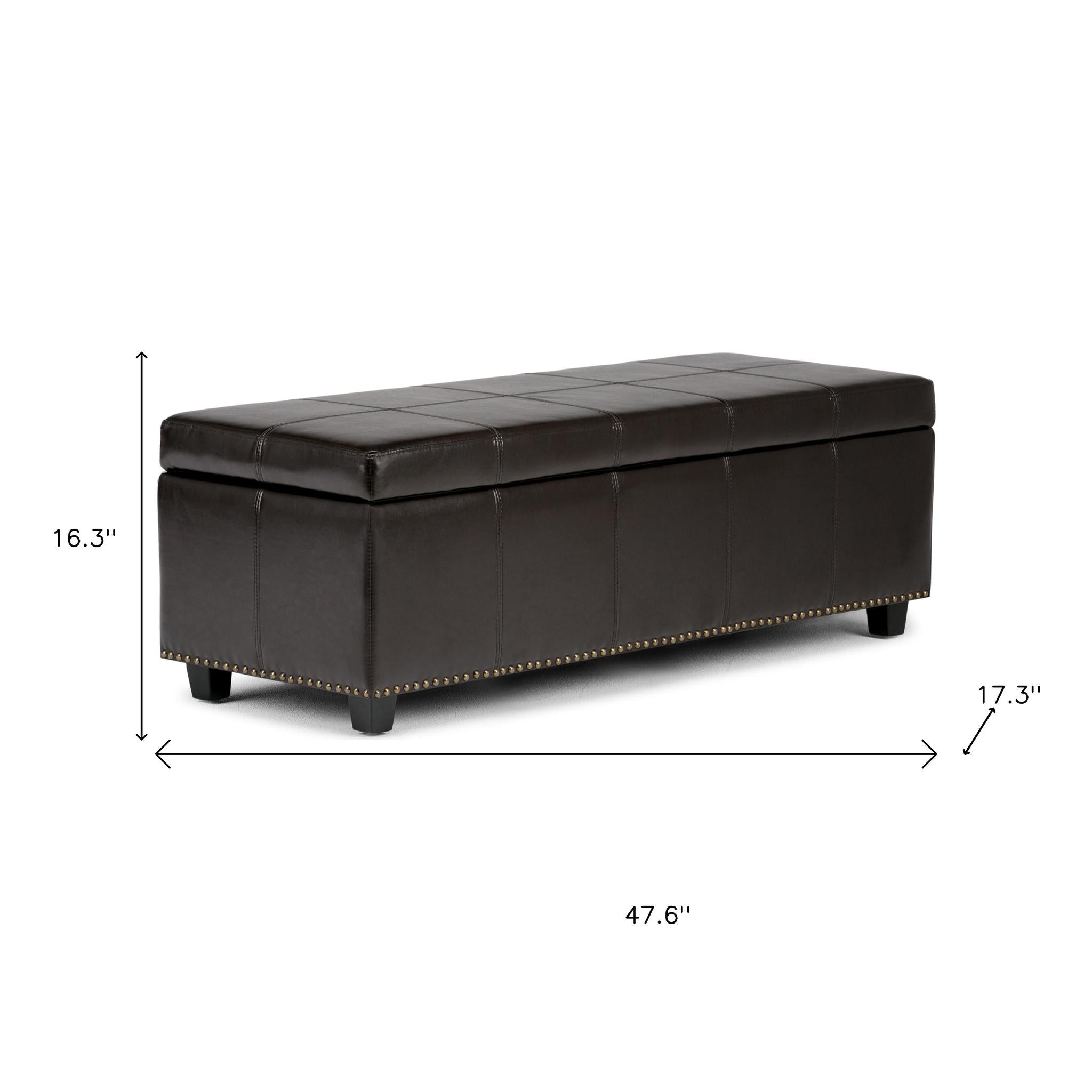 48" Dark Brown and Coffee Upholstery Storage Ottoman-8