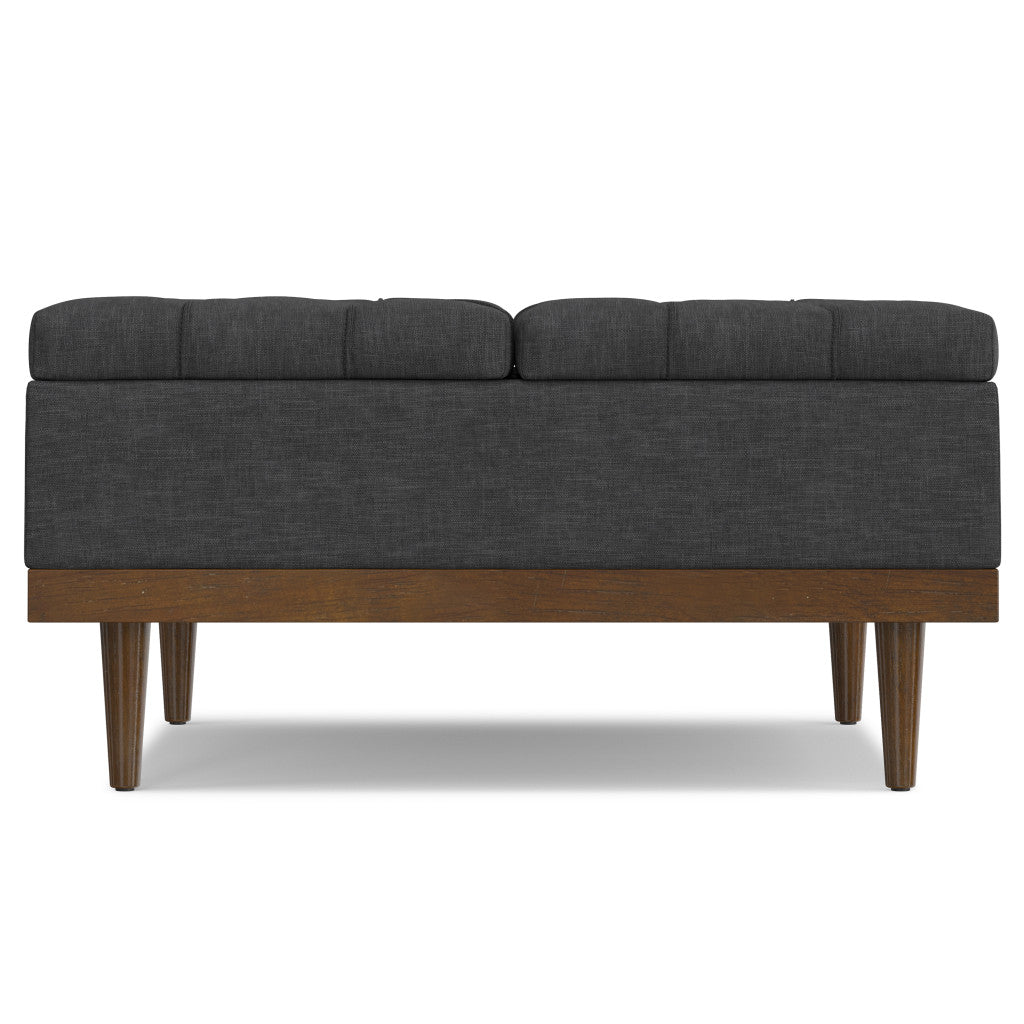 36" Walnut and Slate Gray Upholstery Storage Ottoman-2