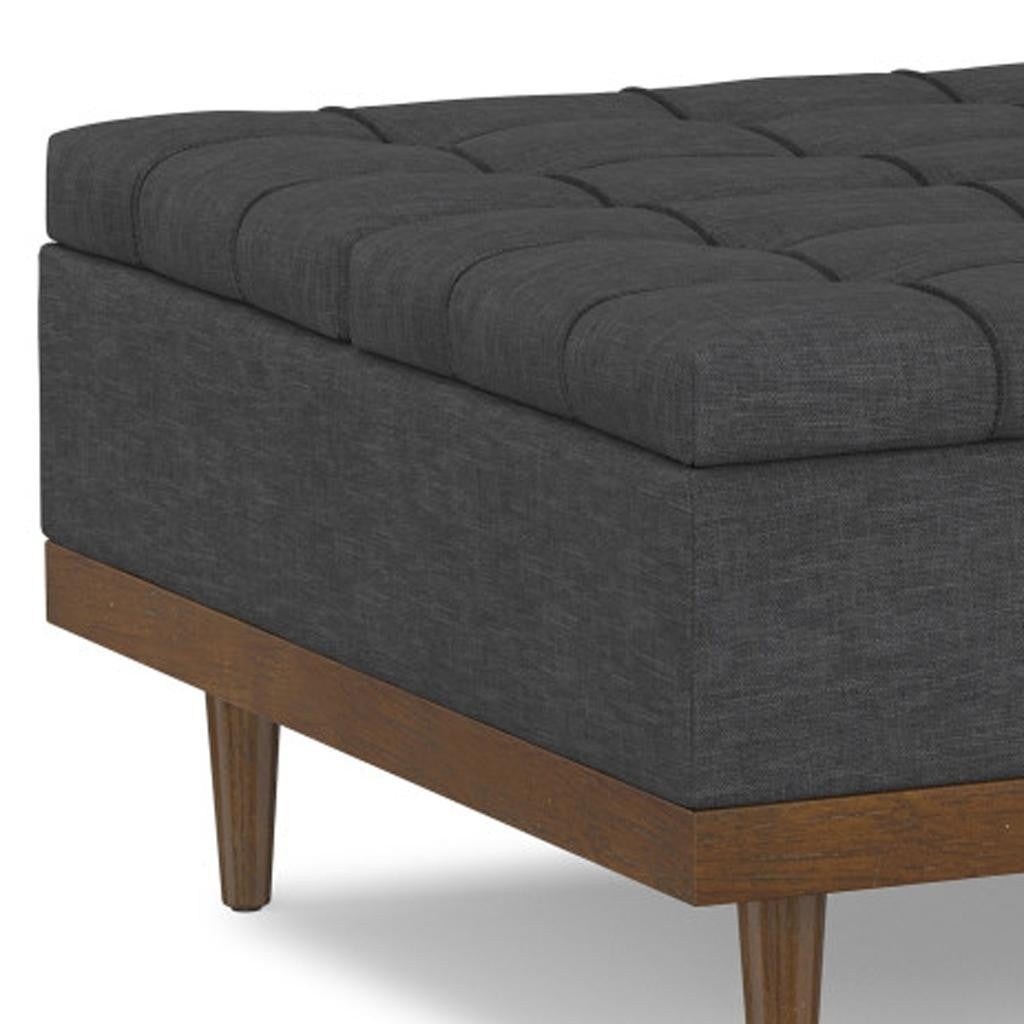 36" Walnut and Slate Gray Upholstery Storage Ottoman-6