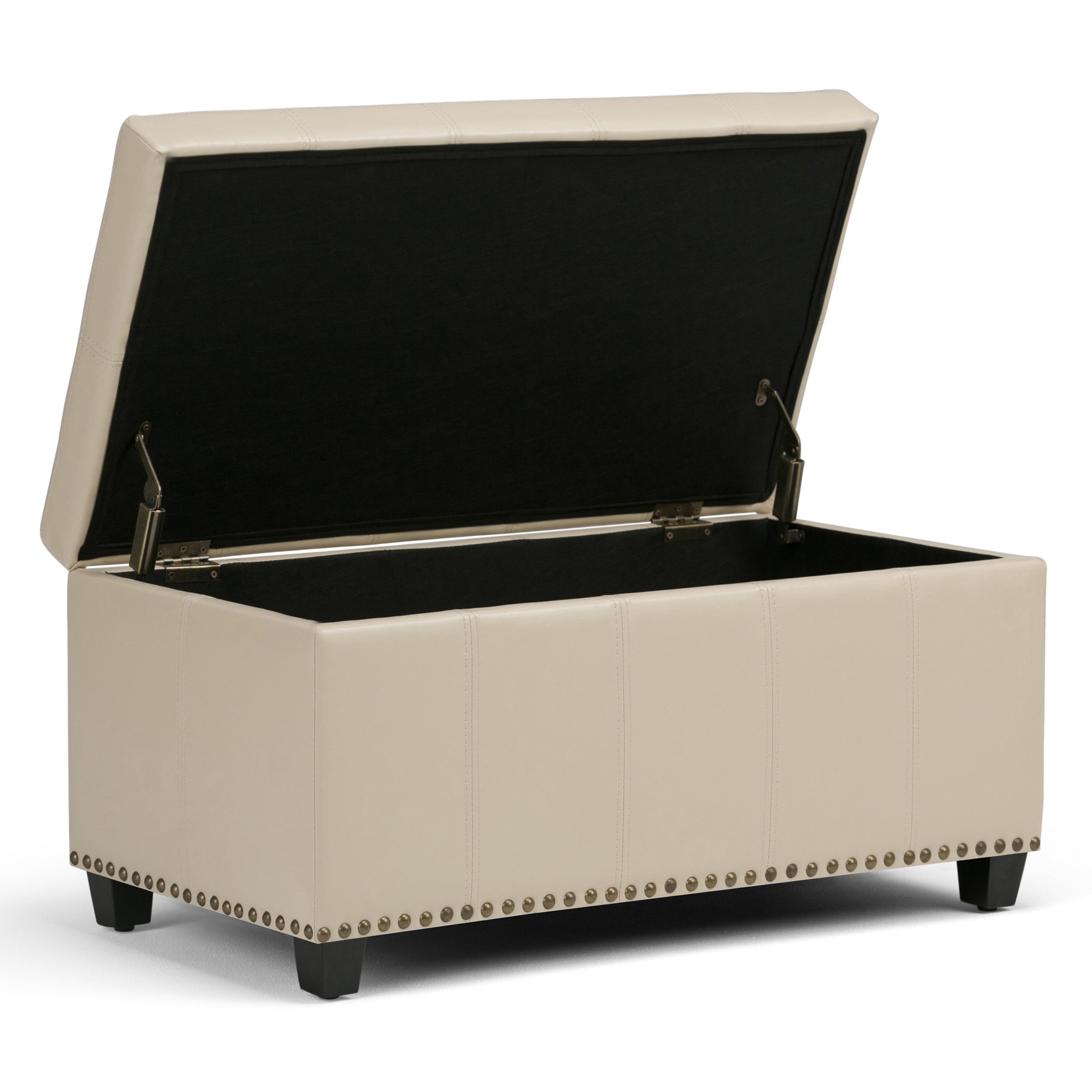 33" Espresso and Cream Upholstery Storage Ottoman-2