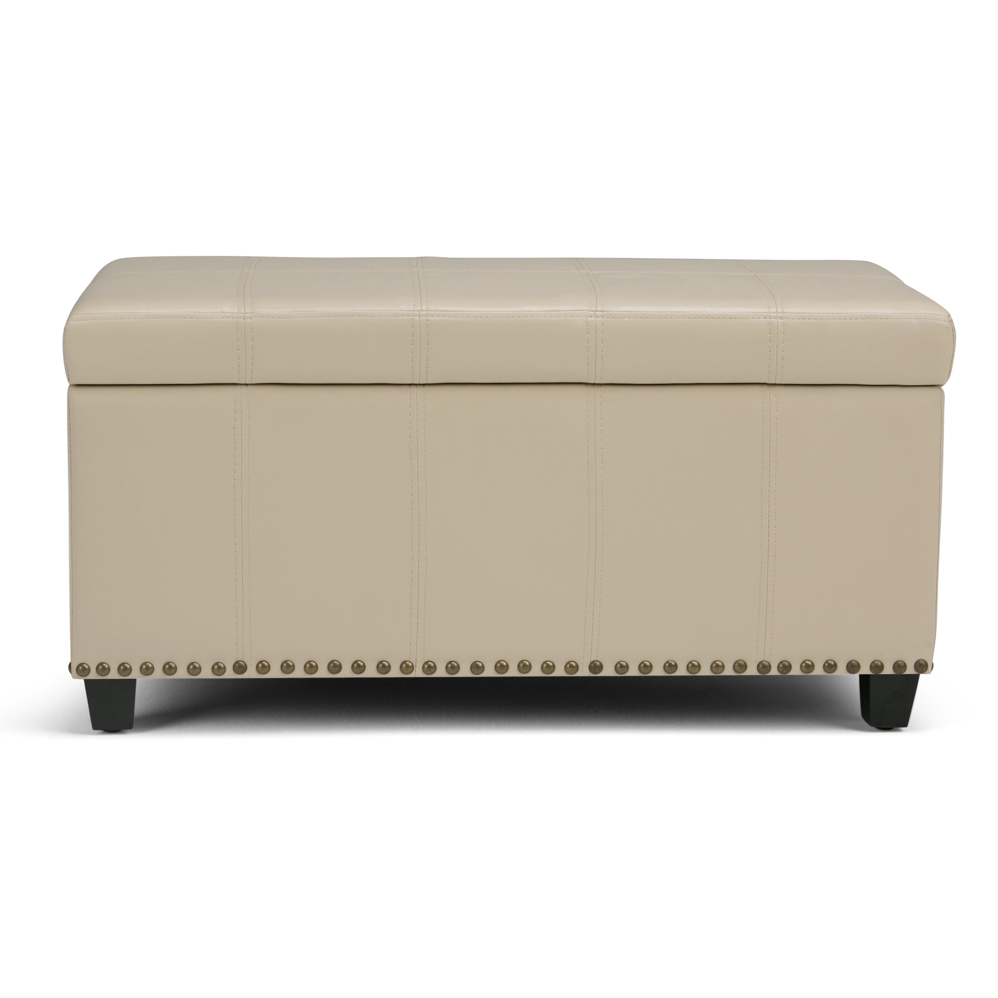 33" Espresso and Cream Upholstery Storage Ottoman-3