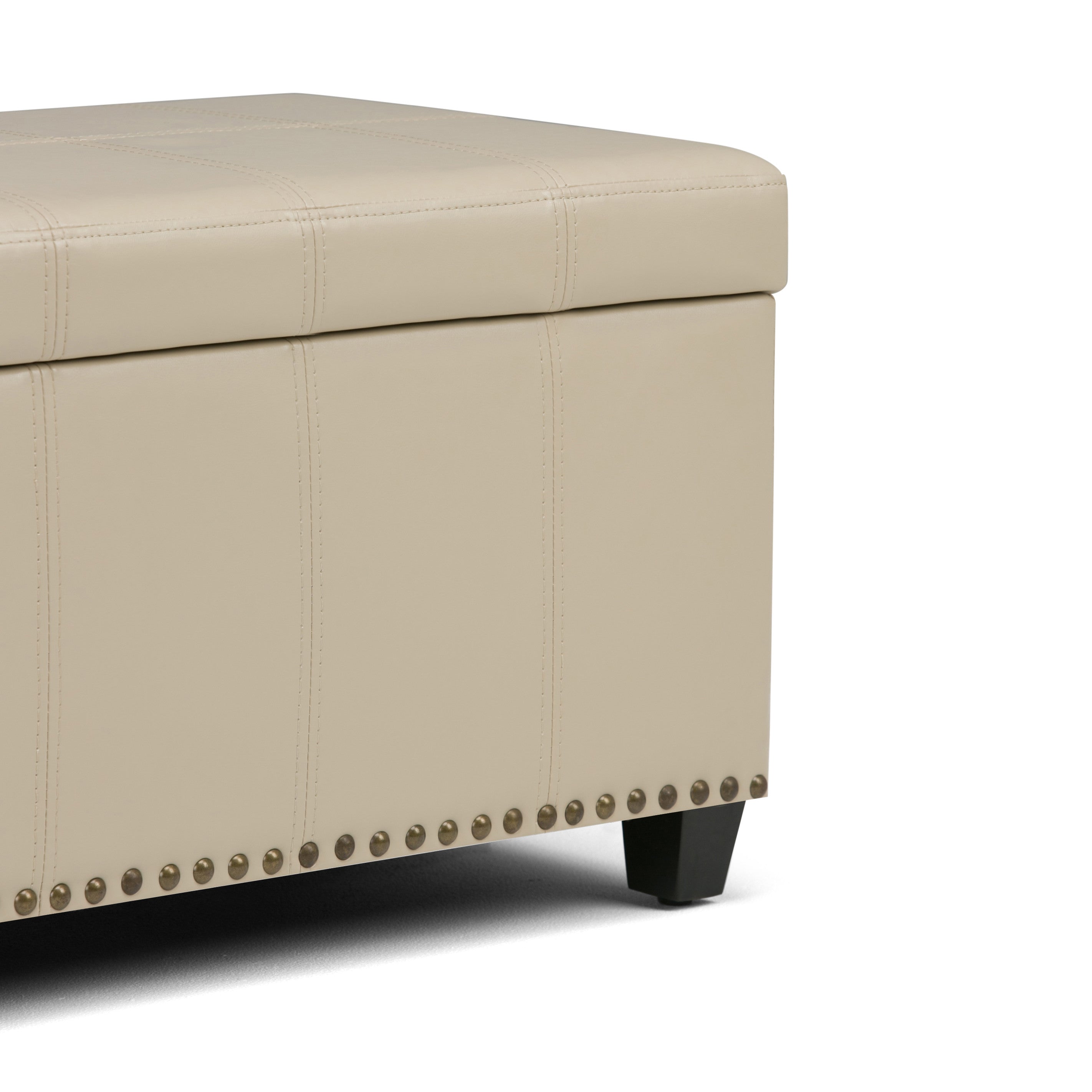 33" Espresso and Cream Upholstery Storage Ottoman-5