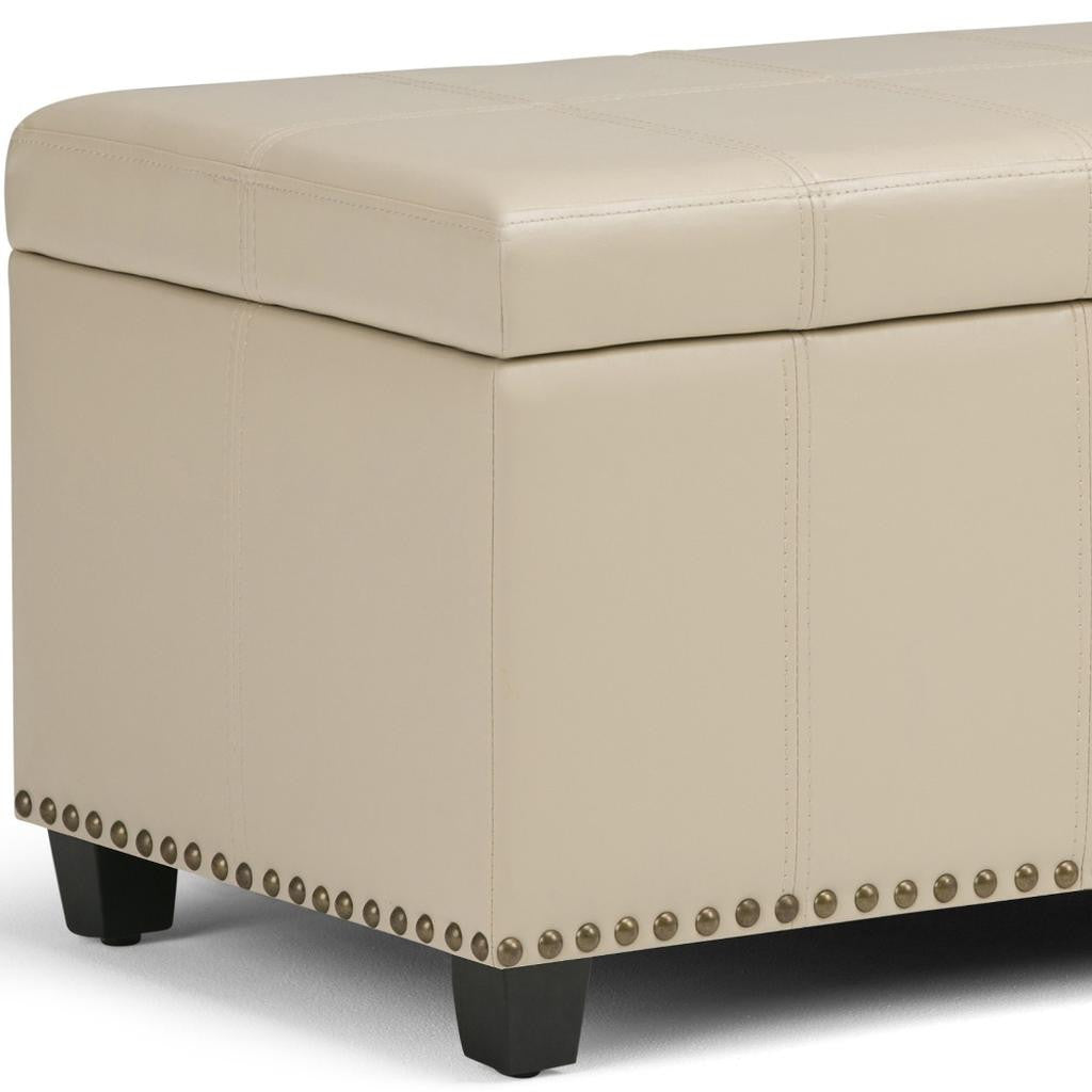 33" Espresso and Cream Upholstery Storage Ottoman-7