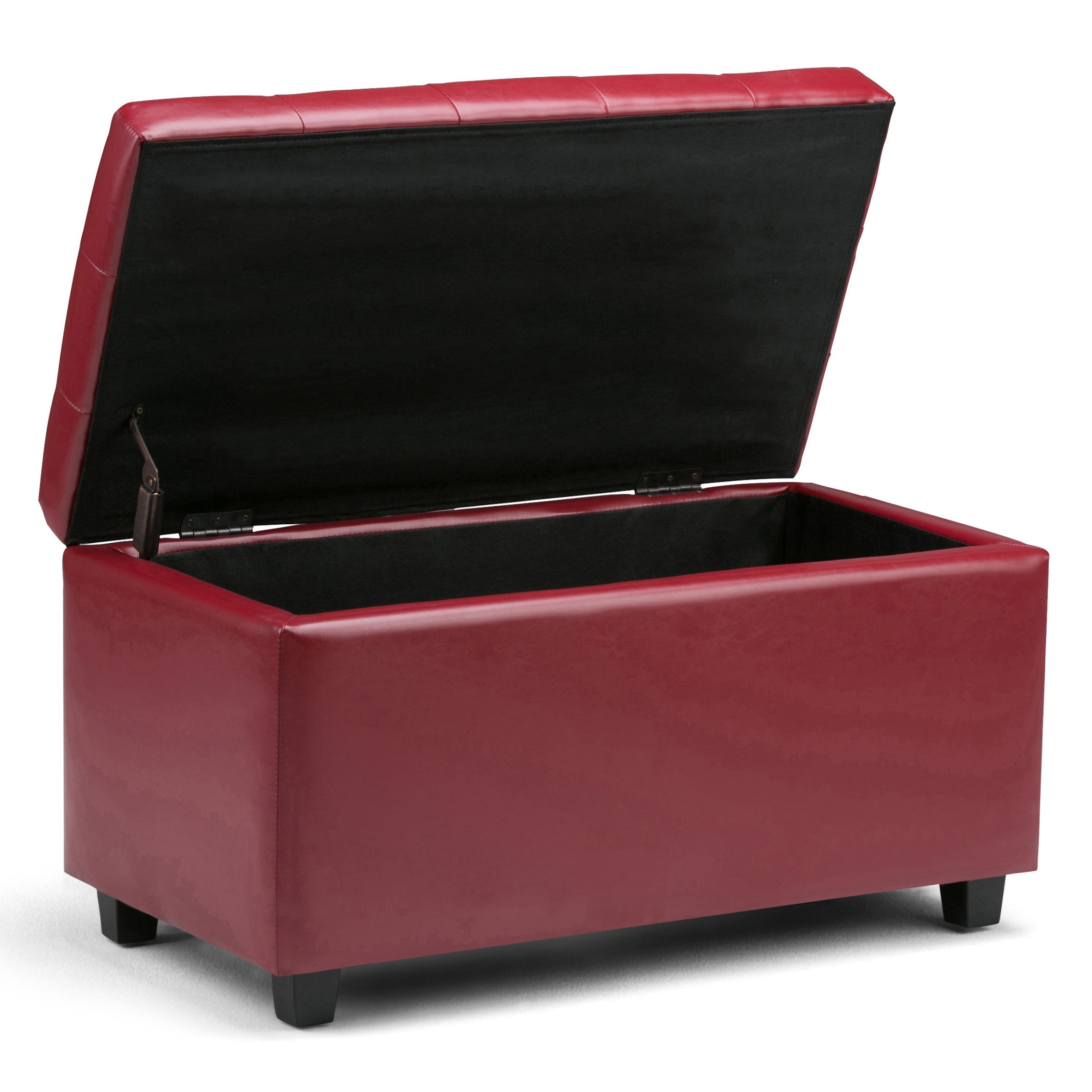 34" Dark Brown and Red Upholstery Storage Ottoman-2