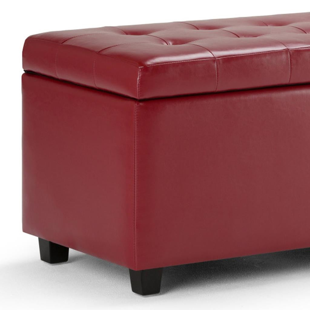 34" Dark Brown and Red Upholstery Storage Ottoman-6