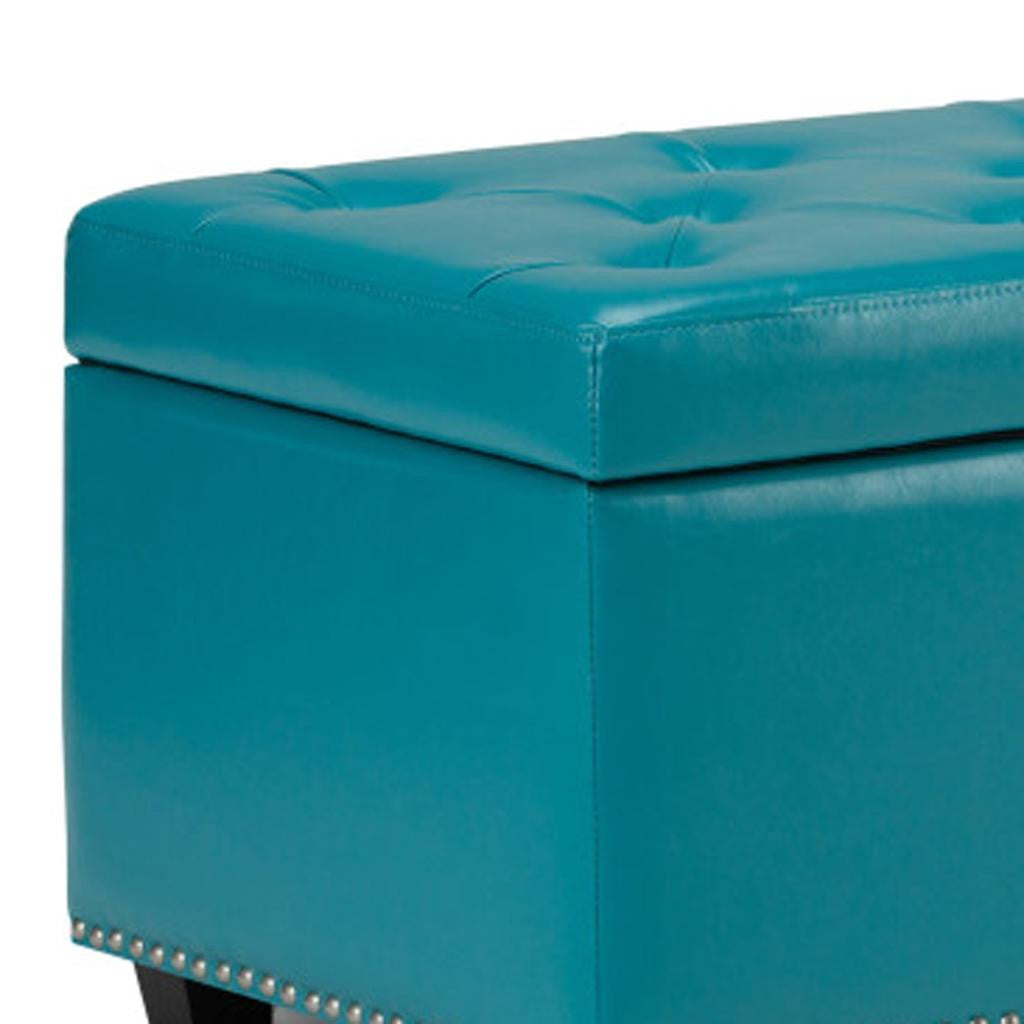 48" Dark Brown and Blue Upholstery Storage Ottoman-5